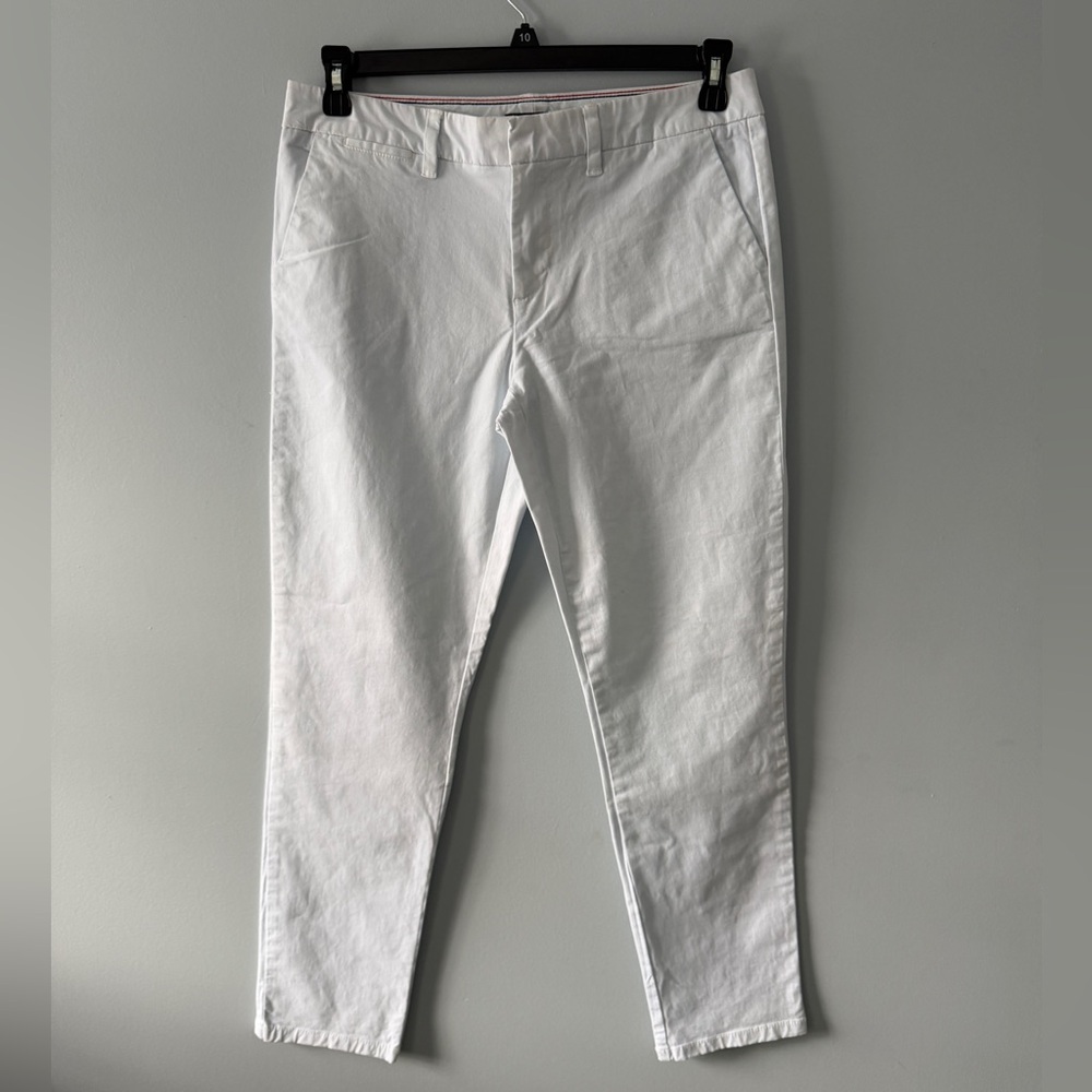 Tommy Hilfiger White Stretch Slim Chino Pants Women Size 8 Classic Preppy - Picture 5 of 14
